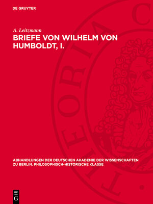 cover image of Briefe von Wilhelm von Humboldt, I.
